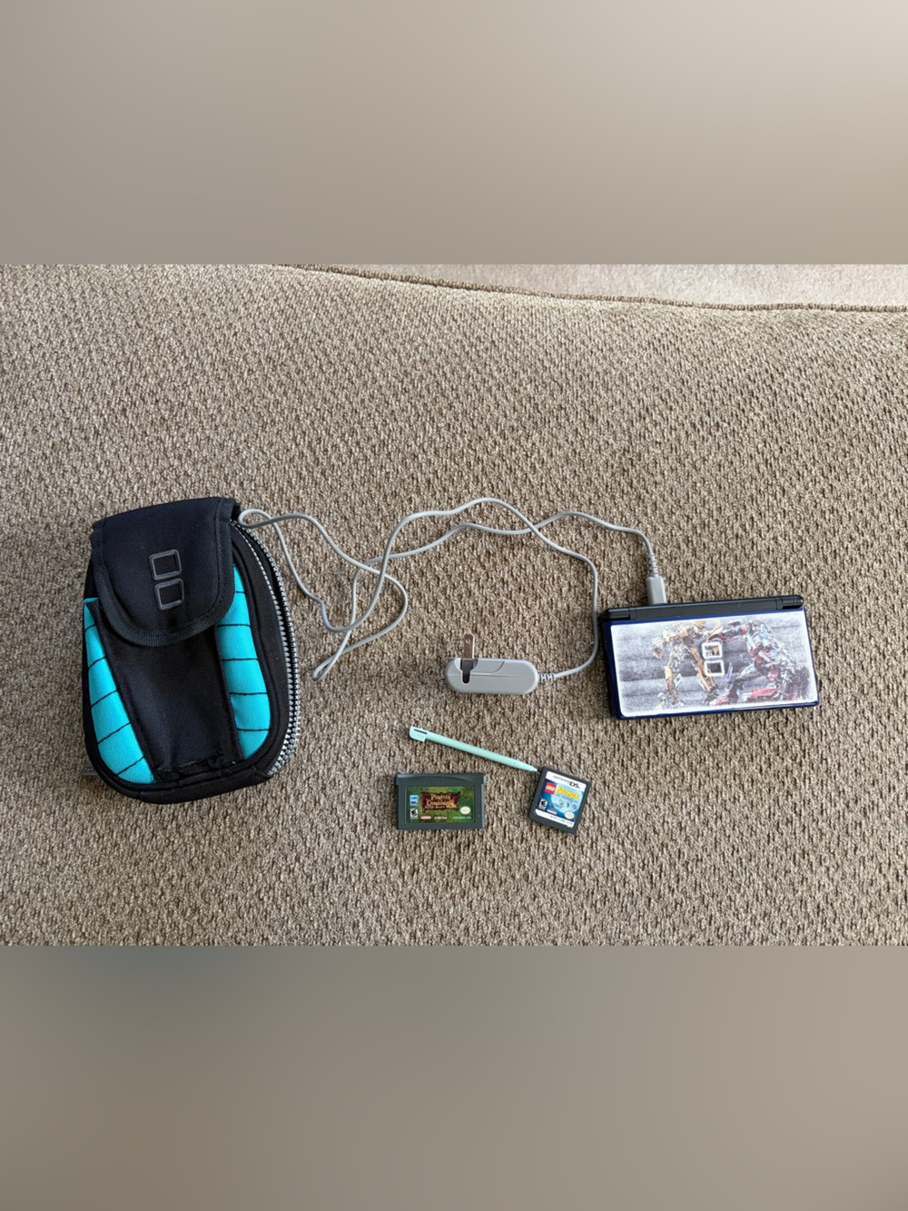 Nintendo DS Lite in Black with Aqua Travel Case and Games